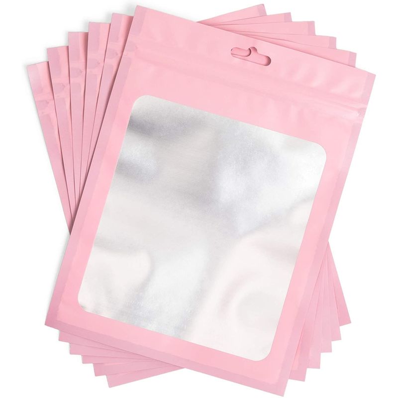 Pink Resealable Plastic Bags, Clear Storage Bags (6 x 7.85 in, 120 Pack)