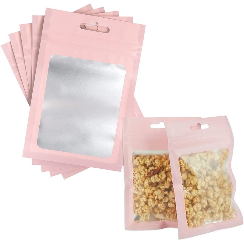 Pink Resealable Plastic Bags, Clear Storage Bag (4 x 6 in, 120 Pack)