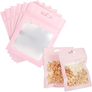 Pink Resealable Plastic Bags, Clear Storage Bag (3.5 x 4.7 in, 120 Pack)