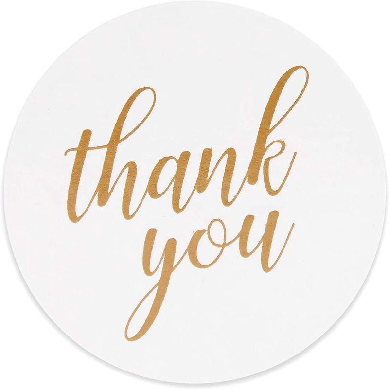 Polka Dot Goodie Bags, Thank You Stickers for Party Favors (Gold, 5.5 in, 250 Pack)