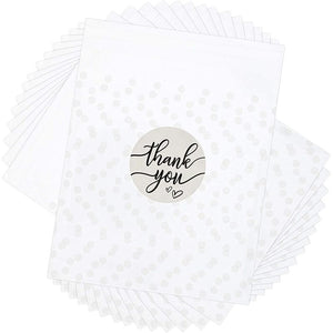 Polka Dot Goodie Bags, Thank You Stickers for Party Favors (White, 4 in, 250 Pack)