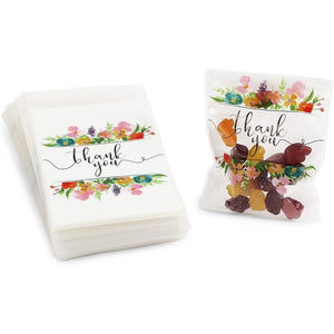 Floral Thank You Bags for Party Favors, Cookies, Candy (4 x 6 in, 250 Pack)