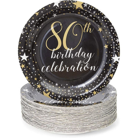 80th Birthday Party Paper Plates (9 Inches, 80 Pack) – Sparkle and ...