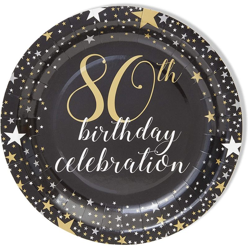 80th Birthday Party Paper Plates (9 Inches, 80 Pack)