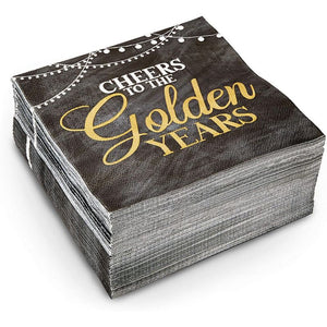 Retirement Party Paper Napkins, Cheers to the Golden Years (6.5 In, 100 Pack)