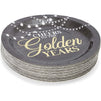 Paper Plates for Retirement Party Supplies, Gold Foil (Black, 9 In, 48 Pack)