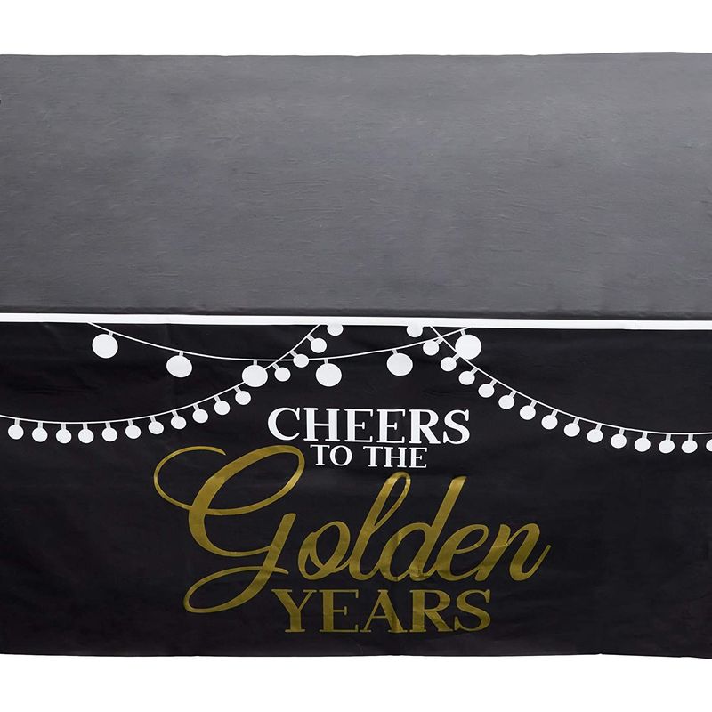 Retirement Party Plastic Table Covers, Cheers to Golden Years (54 x 108 in, 3 Pack)