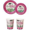 Buffalo Plaid It's a Girl Baby Shower Pack, Dinnerware (194 Pieces, Serves 24)