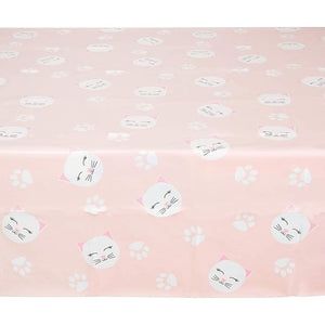 Light Pink Plastic Tablecloth, Cat Birthday Party Supplies (54 x 108 In, 3 Pack)