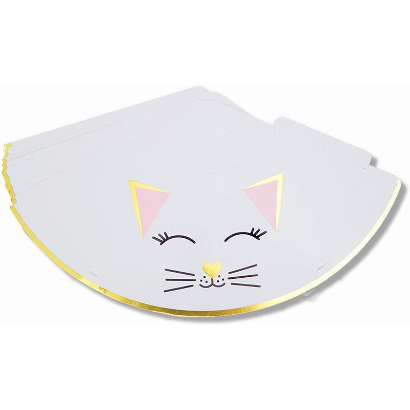 Cat Birthday Party Cone Hats (White, Pink, 24 Pack)