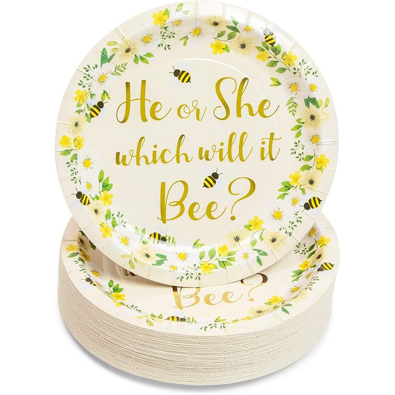 Bumble Bee Tableware Party Decorations, Serves 16 Paper Plates, Napkins,  Cups, Baby Shower Gender Reveal Neutral, Birthdays, Weddings, Yellow Honey  Bee 