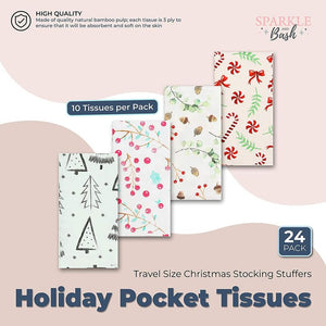 Holiday Pocket Tissues, Travel Size Wipes (24 Pack)
