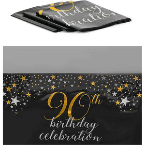 Black Plastic Tablecloth for 90th Birthday Party (54 x 108 in, 3 Pack)