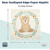 Bear Paper Napkins for Boy Baby Shower, Scalloped Edge (6.5 In, 100 Pack)