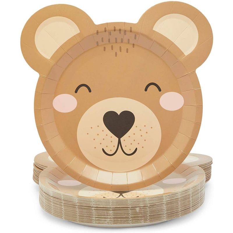 Teddy Bear Paper Plates for Baby Shower Decorations (9 x 10 In, 48 Pack)
