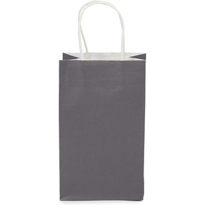 Grey Gift Bags with Handles, Small Size (5 x 9 x 3 in, 25 Pack)