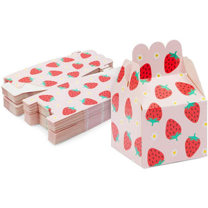 Strawberry Birthday Party Favor Treat Boxes (Pink, 3.5 x 2.75 in, 36 Pack)
