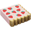Strawberry Scalloped Paper Party Napkins with Gold Foil (5 Inches, 50 Pack)