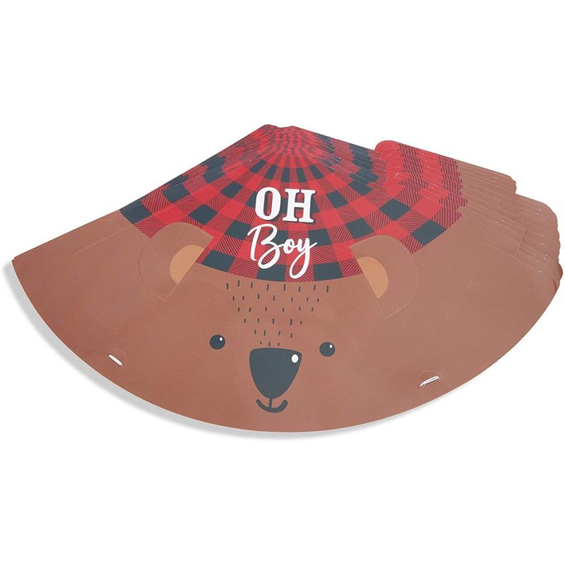Buffalo Plaid Oh Boy Party Hats for Baby Showers (4.75 x 7 in, 24 Pack)