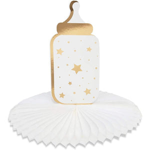 Honeycomb Centerpiece, Gold Foil Baby Shower Decorations (3 Designs, 6 Pack)