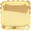 Metallic Gold Foil Square Paper Plates, Scalloped Edge (9 In, 48 Pack)
