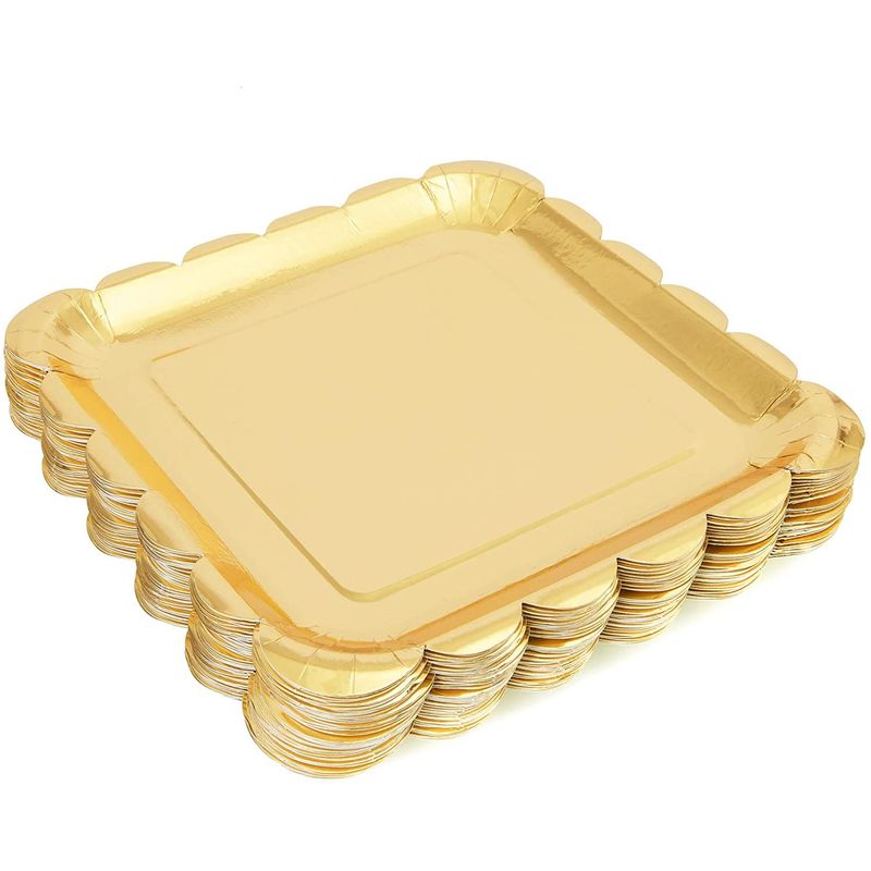 Thick Paper Dish Food Grade Paper Plate Gold and Silver Foil