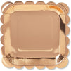 Rose Gold Square Paper Plates with Scalloped Edge (7 Inches, 48 Pack)
