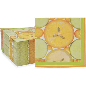 Citrus Fruit Paper Napkins for Summer Party (6.5 x 6.5 Inches, 150 Pack)
