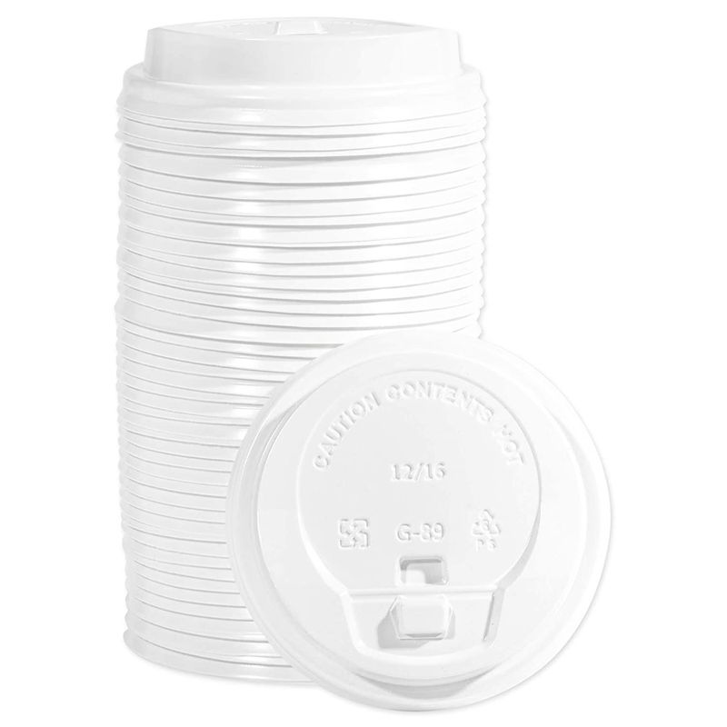 Basics Hot Cups with Lids, Caf Design, 16 oz, 100-Count