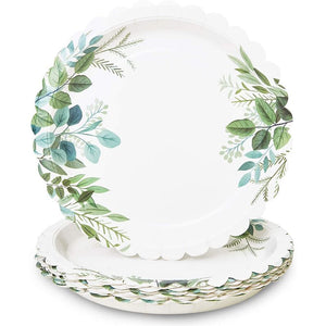 White Scalloped Paper Plates Wedding, Bridal Shower Supplies (11.5 In, 48 Pack)
