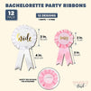 Sparkle and Bash Pink Bachelorette Ribbon Pins for Bridal Party Favors (12 Pack)