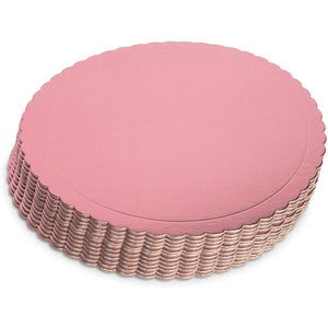 Rose Gold Foil Cake Boards, Scalloped Dessert Base (12 Inches, 12 Pack)