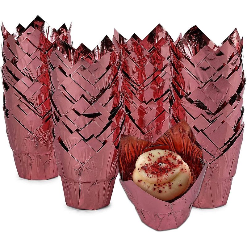 Burgundy Foil Baking Cups - 50ish Cupcake Liners – Frans Cake and