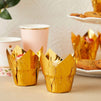 Gold Tulip Cupcake Liners, Foil Muffin Baking Cups (3.35 x 3.5 In, 100 Pack)