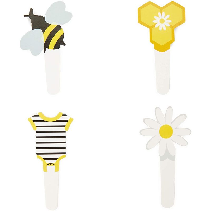 Bee Cupcake Toppers and Wrappers, Gender Reveal Party Supplies (104 Pieces)