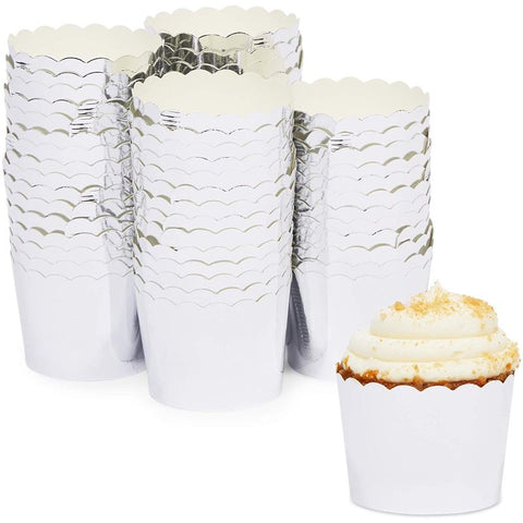 60 Pack Gold Cupcake Liners and Wrappers - Scalloped Mini Baking