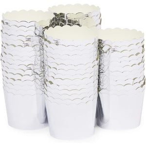 Silver Cupcake Liners, Metallic Foil Muffin Cups for Baking (2 x 1.8 In, 60 Pack)