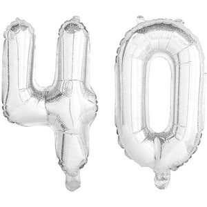 40th Birthday Party Silver Foil Balloons, Hello 40, Champagne Glass (4 Pieces)