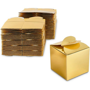 Gold Foil Party Favor Gift Boxes (2.5 x 2.5 x 2.5 Inches, 100 Pack)
