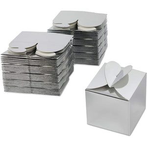 Silver Party Favor Gift Boxes for Weddings, Birthdays (2.5 Inches, 100 Pack)