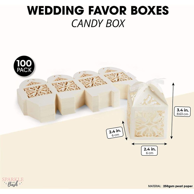White Party Favor Gift Boxes for Wedding (2.3 x 3.5 in, 100 Pack)