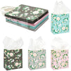 Small Floral Kraft Gift Bags with Handles in 4 Colors (8 x 9 x 4 in, 12 Pack)