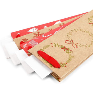 Christmas Wine Gift Bags with Tissue Paper (Red, Brown, 4.5 x 15.5 x 3.5 in, 12 Pack)