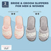 Wedding Linen House Slippers for Men and Women, Bride and Groom (2 Pairs)