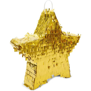 Small Gold Foil Star Pinata for Birthday Party (13 x 3 Inches)