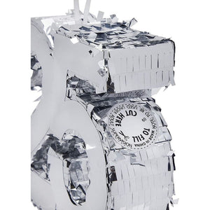 Mini Pinata for 25th Birthday Party, Silver Foil Number 25 (6 x 6 x 2 In)