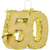 Mini Number 50 Piñata for 50th Birthday, Anniversary, Gold Foil (7.4 x 6.2 x 2 In)