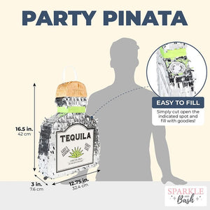 Tequila Bottle Pinata for 21st Birthday Party, Fiesta, Cinco de Mayo (16.5 x 13 In)