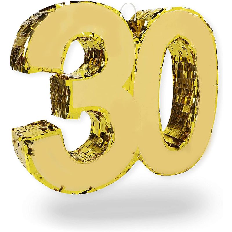 Gold Foil Pinata for 30th Birthday Party (16.5 x 13 In)