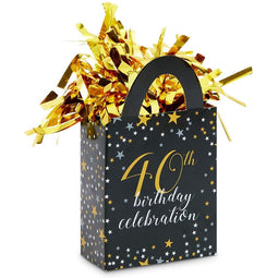 40th Birthday Party Balloon Weights, Black and Gold Decorations (6 oz, 6 Pack)